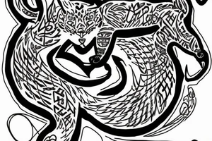 I’ll live forever written in a ankh with a panther wrapped around it tattoo idea