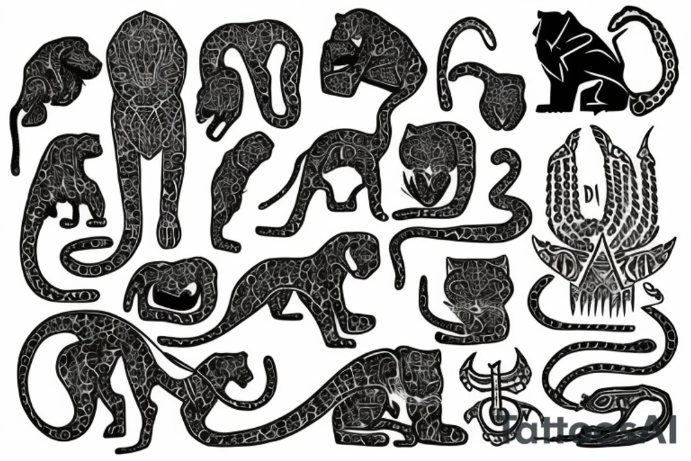 I’ll live forever written in a ankh with a panther wrapped around it tattoo idea