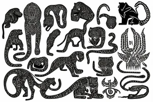 I’ll live forever written in a ankh with a panther wrapped around it tattoo idea