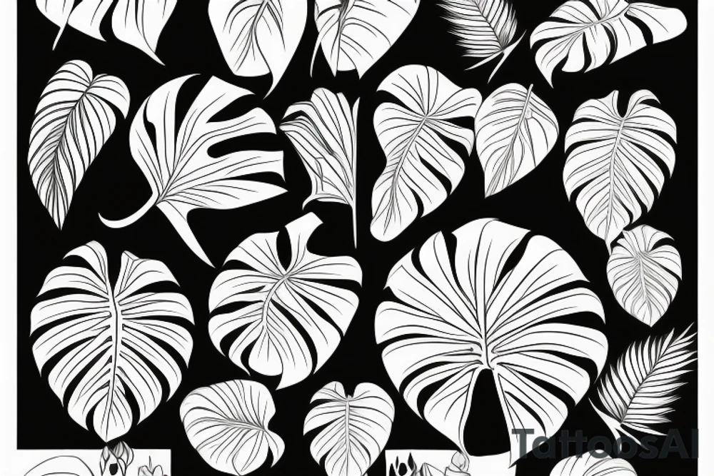 Monstera pot plant traditional style tattoo idea