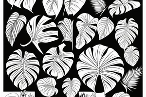 Monstera pot plant traditional style tattoo idea