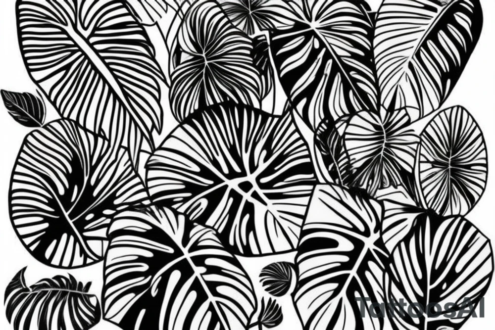 Monstera pot plant traditional style tattoo idea