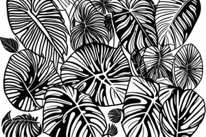 Monstera pot plant traditional style tattoo idea