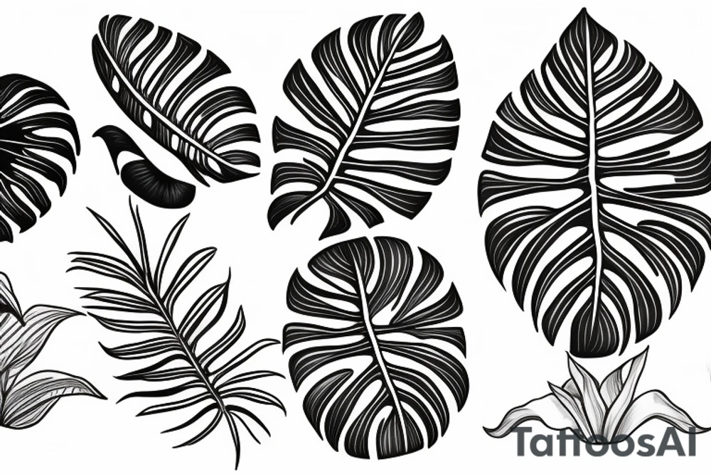 Monstera pot plant tattoo idea
