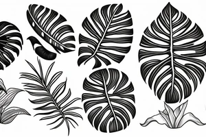 Monstera pot plant tattoo idea