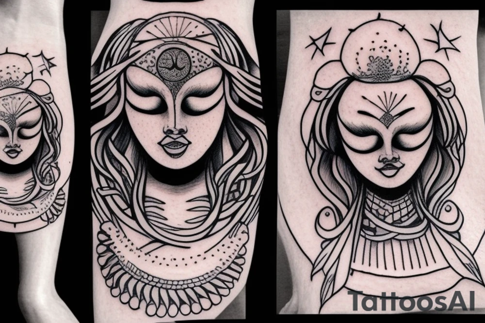 Girl speaking to the moon, and it’s a goddess with a face, and it’s opening her third eye. tattoo idea