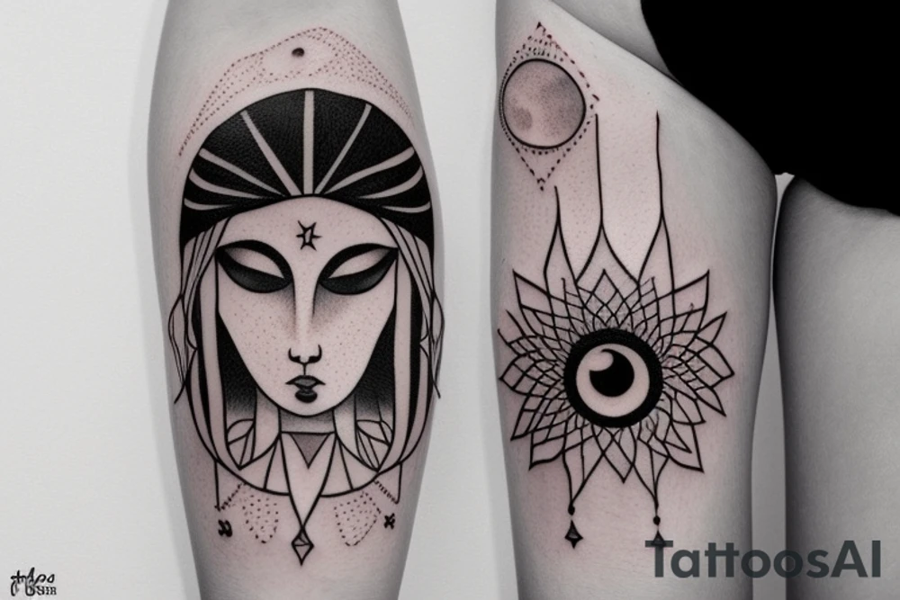 Girl speaking to the moon, and it’s a goddess with a face, and it’s opening her third eye. tattoo idea