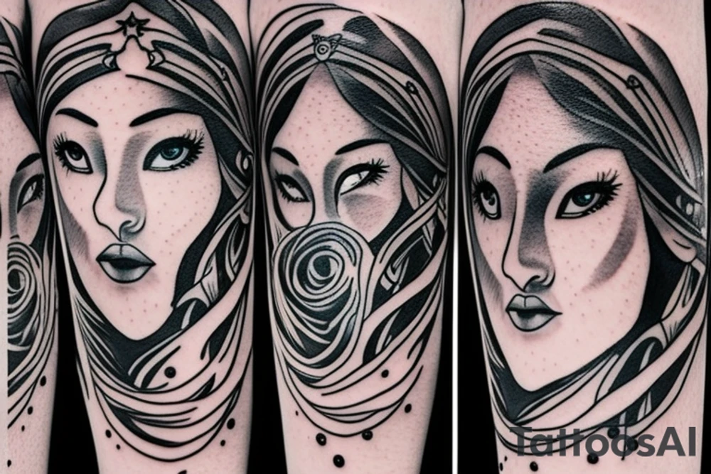 Girl speaking to the moon, and it’s a goddess with a face, and it’s opening her third eye. tattoo idea