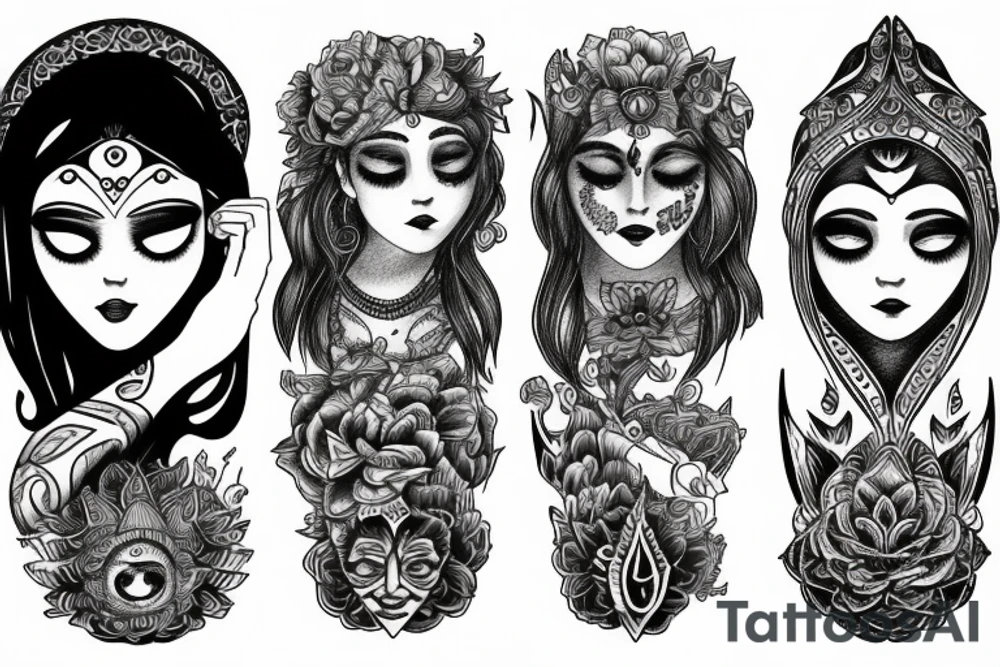 Girl speaking to the moon, and it’s a goddess with a face, and it’s opening her third eye. tattoo idea