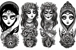 Girl speaking to the moon, and it’s a goddess with a face, and it’s opening her third eye. tattoo idea