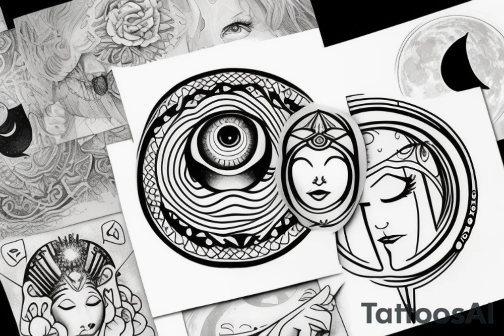 Girl speaking to the moon, and it’s a goddess with a face, and it’s opening her third eye. tattoo idea