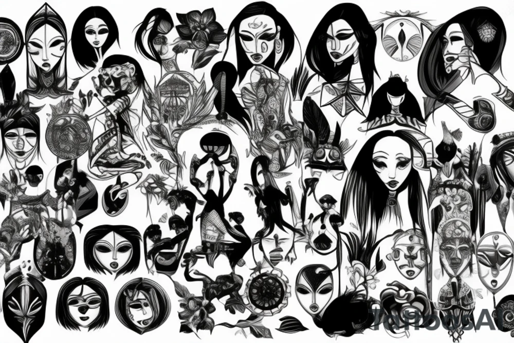 Avatar with many faces tattoo idea