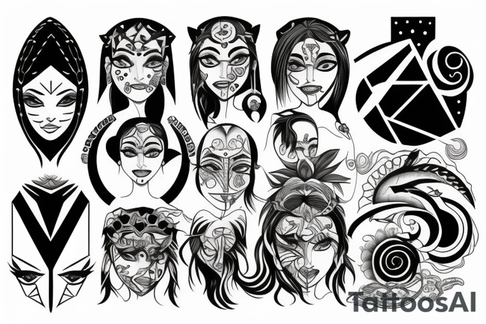 Avatar with many faces tattoo idea