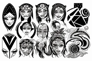 Avatar with many faces tattoo idea