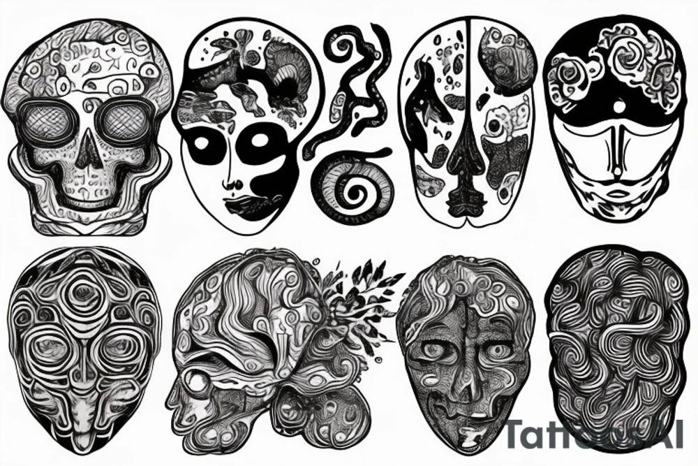 Right brain left brain, left brain is black and white, and bursting with logic and reason, right brain is full of color, and bursting with wonder and art and expression. tattoo idea