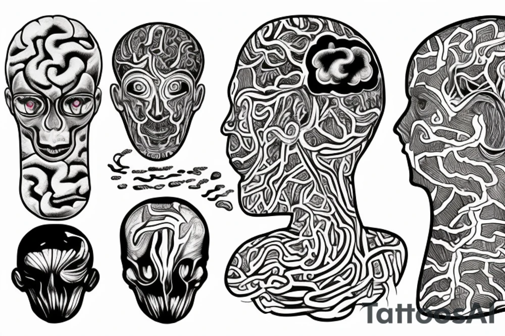 Right brain left brain, left brain is black and white, and bursting with logic and reason, right brain is full of color, and bursting with wonder and art and expression. tattoo idea