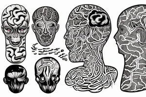 Right brain left brain, left brain is black and white, and bursting with logic and reason, right brain is full of color, and bursting with wonder and art and expression. tattoo idea