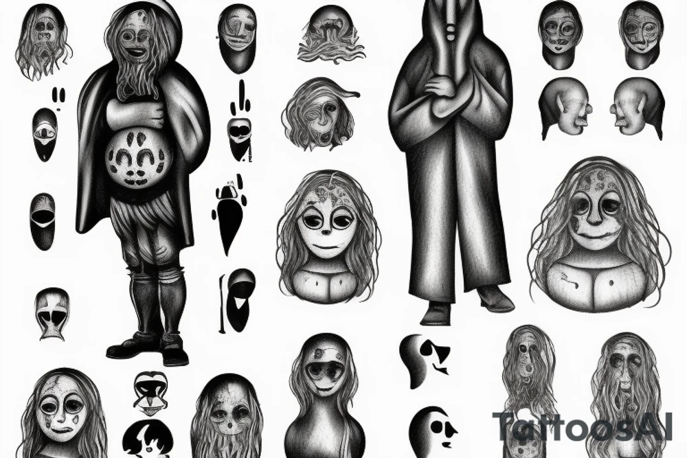 A man with no face standing in the rain tattoo idea