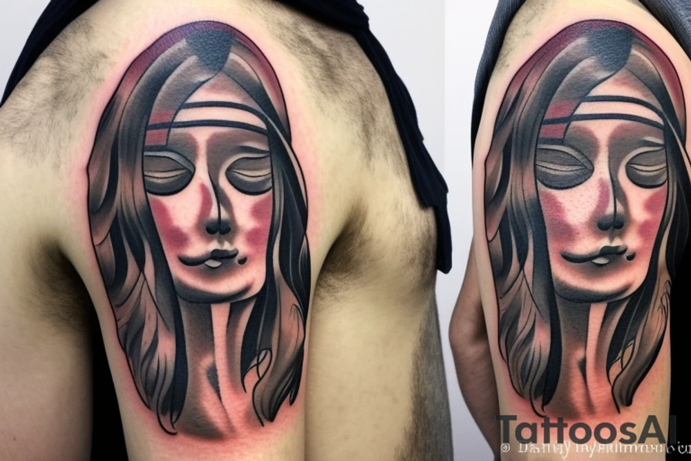 A man with no face standing in the rain tattoo idea