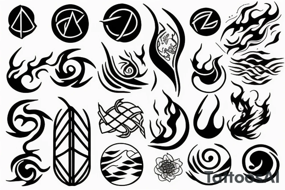 Earth, air, water, fire, aether tattoo idea