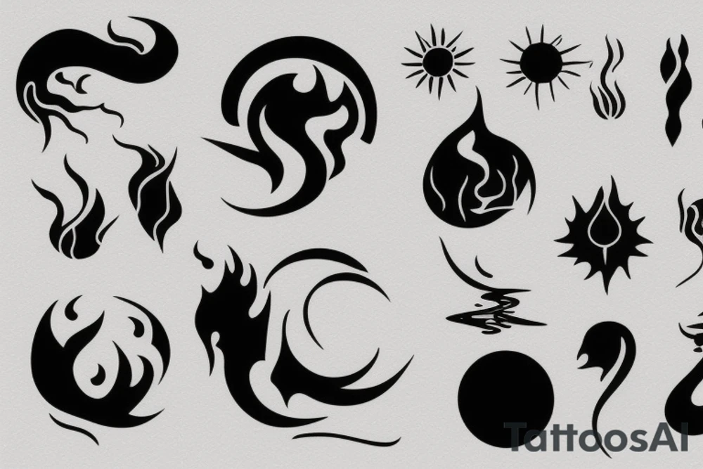 Earth, air, water, fire, aether tattoo idea