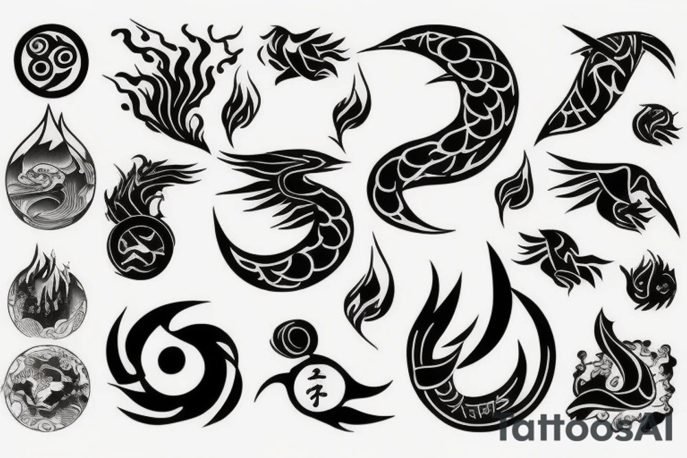 Earth, air, water, fire, aether tattoo idea