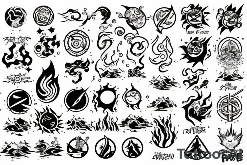 Earth, air, water, fire, aether tattoo idea