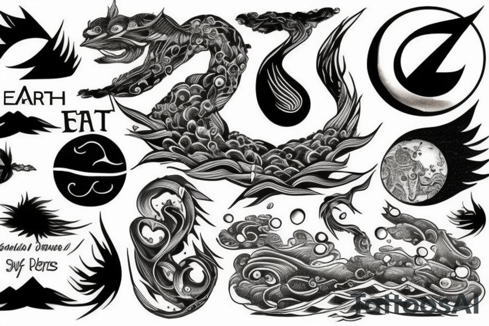Earth, air, water, fire, aether tattoo idea