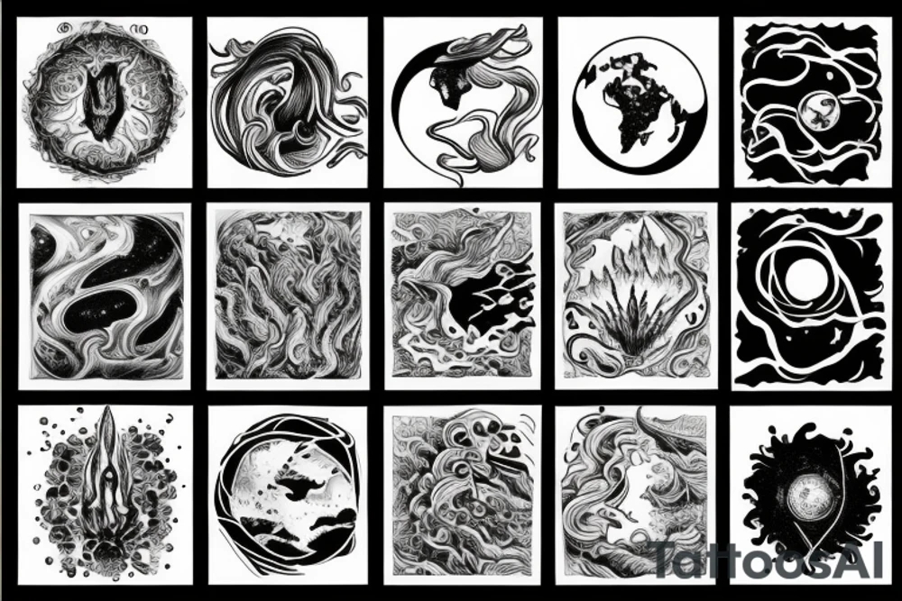 Earth, air, water, fire, aether tattoo idea