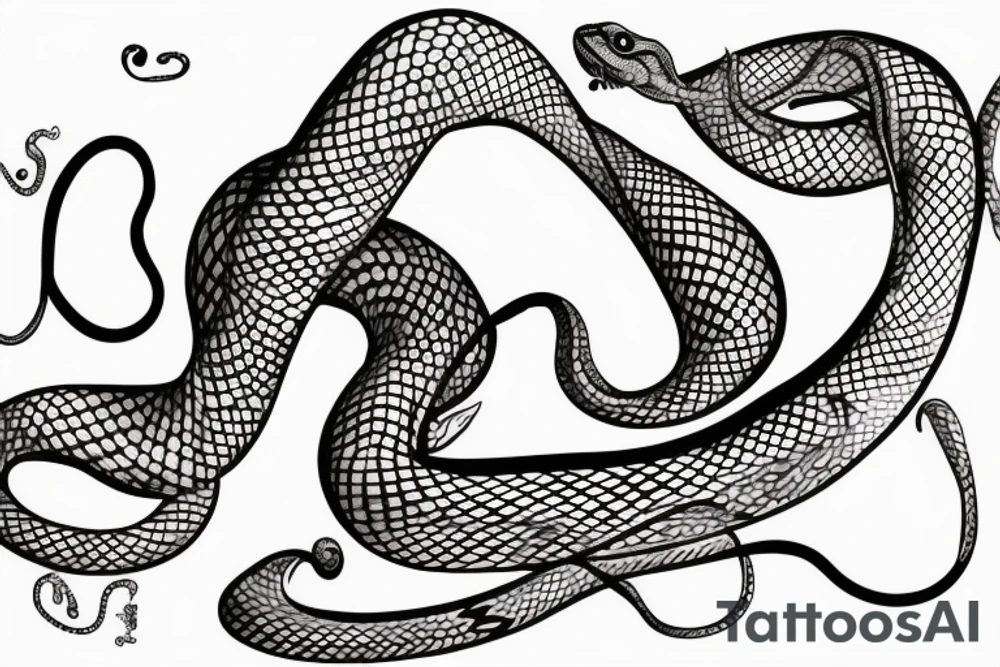 Beautiful seductive snake winding up the leg and hip tattoo idea