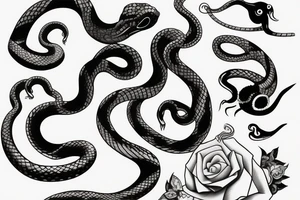 Beautiful seductive snake winding up the leg and hip tattoo idea