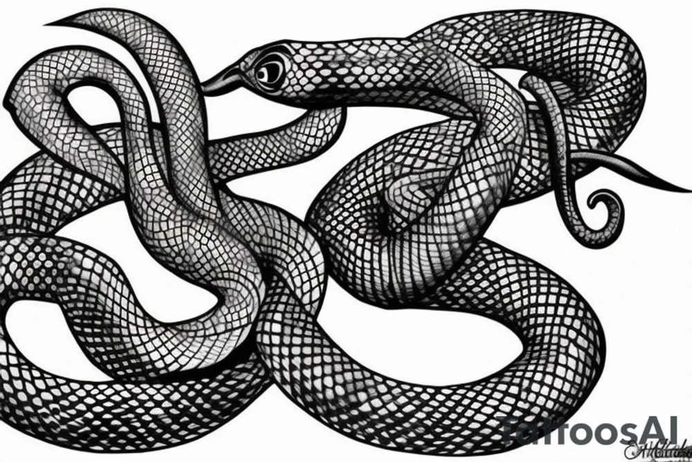 Beautiful seductive snake winding up the leg and hip tattoo idea