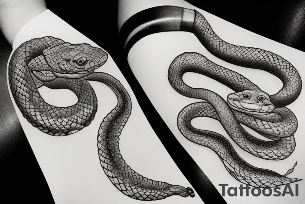 Beautiful seductive snake winding up the leg and hip tattoo idea Beautiful seductive snake winding up the leg and hip tattoo idea