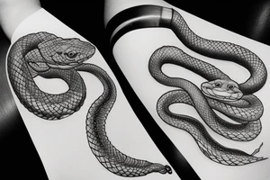 Beautiful seductive snake winding up the leg and hip tattoo idea