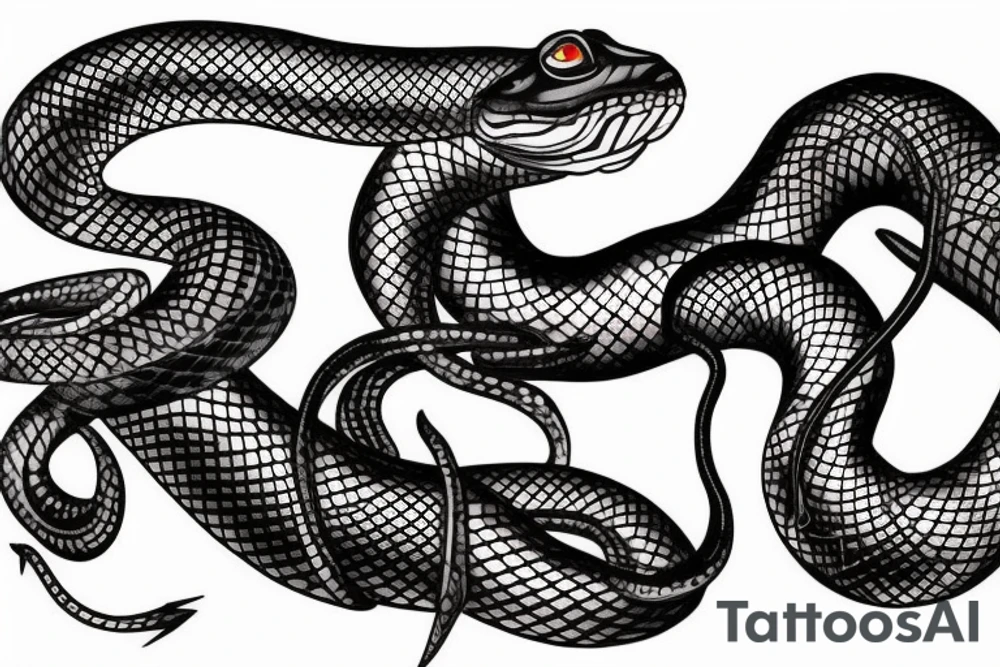 Beautiful seductive snake winding up the leg and hip tattoo idea Beautiful seductive snake winding up the leg and hip tattoo idea