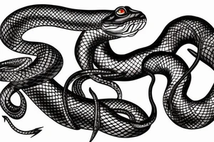 Beautiful seductive snake winding up the leg and hip tattoo idea