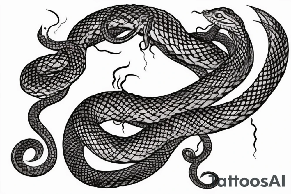 Beautiful seductive snake winding up the leg and hip tattoo idea