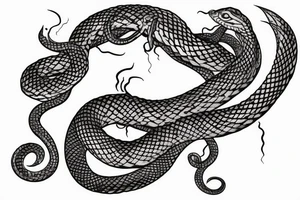 Beautiful seductive snake winding up the leg and hip tattoo idea