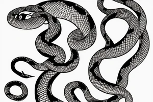 Beautiful seductive snake winding up the leg and hip tattoo idea