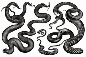 Beautiful seductive snake winding up the leg and hip tattoo idea