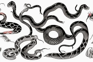 Beautiful seductive snake winding up the leg and hip tattoo idea