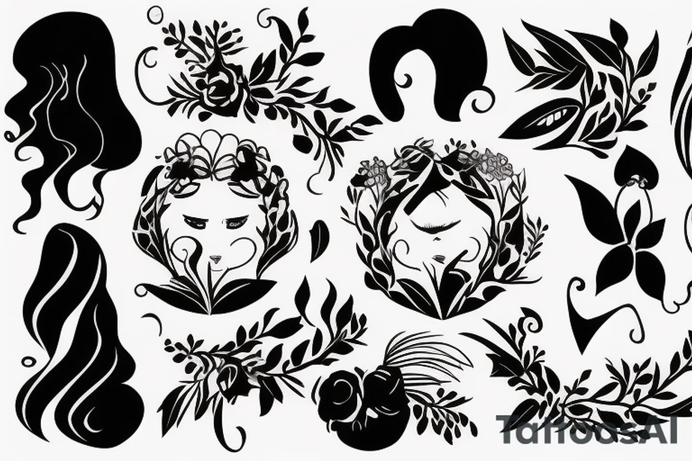 a minimal design symbolizing aphrodite that contains R and S letters tattoo idea