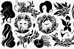 a minimal design symbolizing aphrodite that contains R and S letters tattoo idea