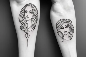 a minimal design symbolizing aphrodite that contains R and S letters tattoo idea