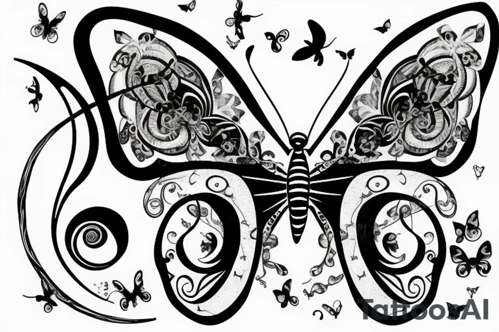 Butterfly with crescent moon quirky light tattoo idea