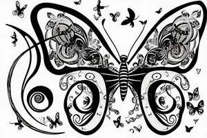Butterfly with crescent moon quirky light tattoo idea