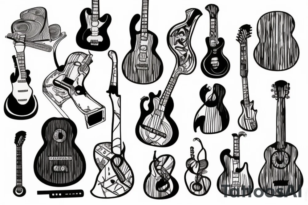 guitar art tattoo idea