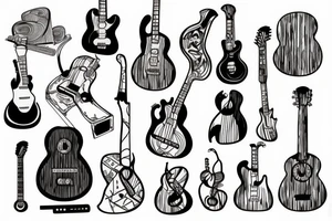 guitar art tattoo idea