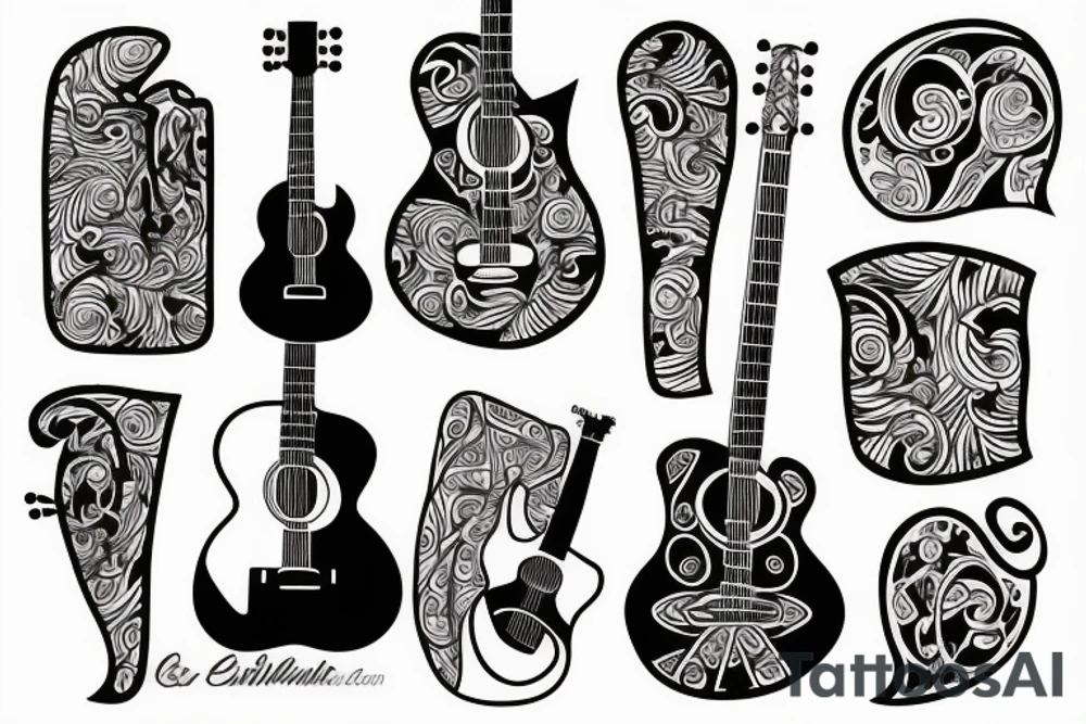 guitar art tattoo idea
