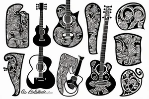 guitar art tattoo idea